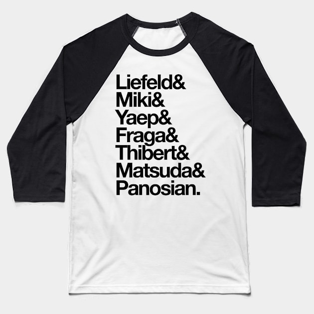 Extreme Line-Up (Black Letters) Baseball T-Shirt by fun stuff, dumb stuff